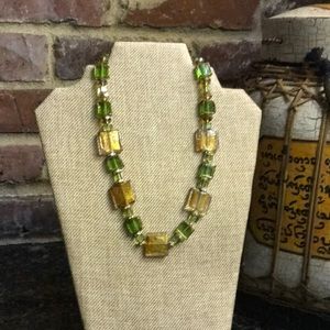 New Handmade Green and Gold Glass Beads